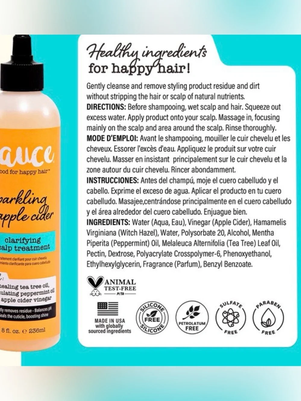 3 sauce Sparkling Apple Cider Clarifying Scalp Treatment - 8 oz each